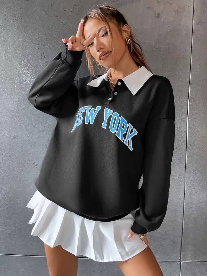 Christy World Women Fleece Sweatshirt ( Black ) Christy World Women Fleece Sweatshirt ( Black )