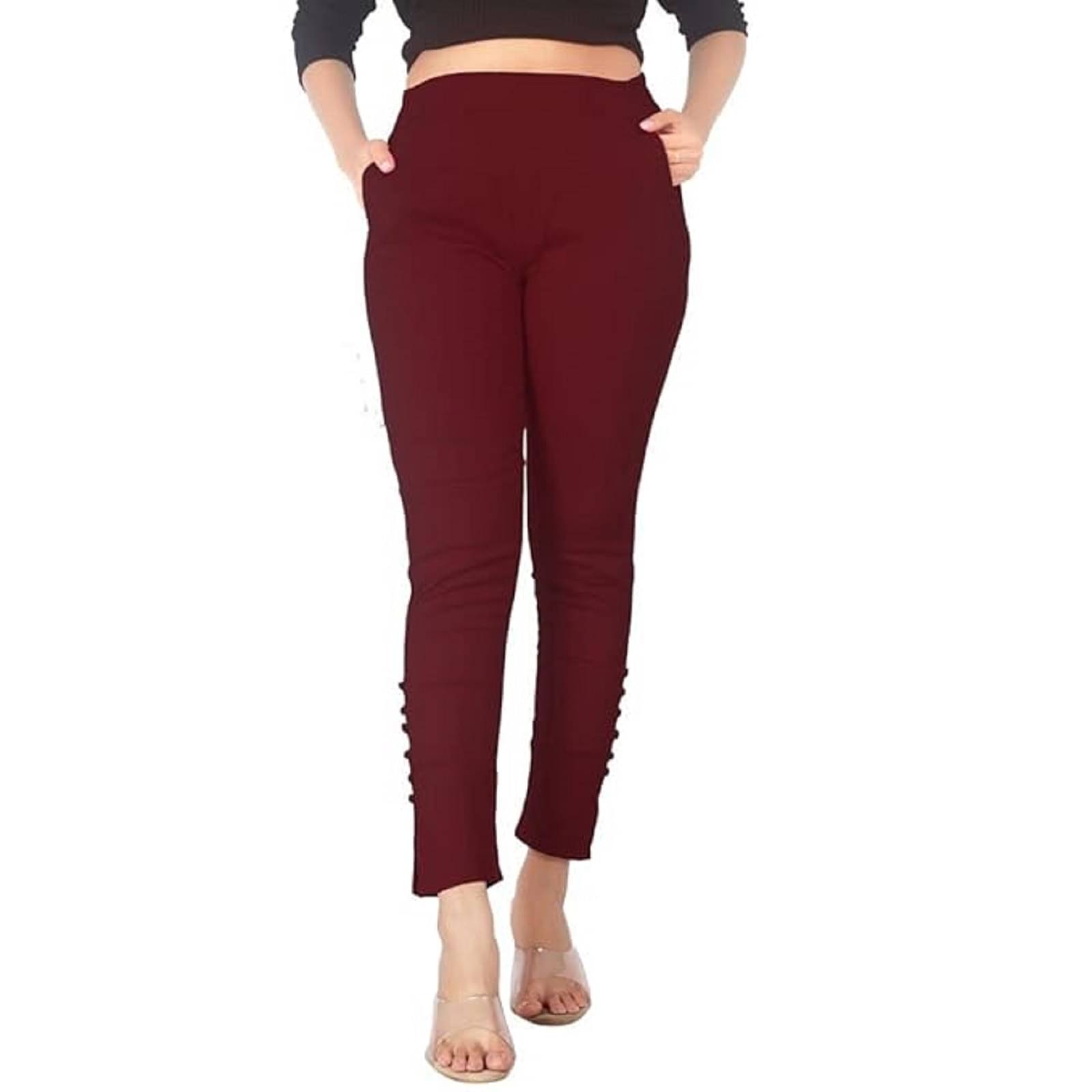     			FeelBlue Pack of 1 Cotton Blend Women Straight Pant ( Maroon )
