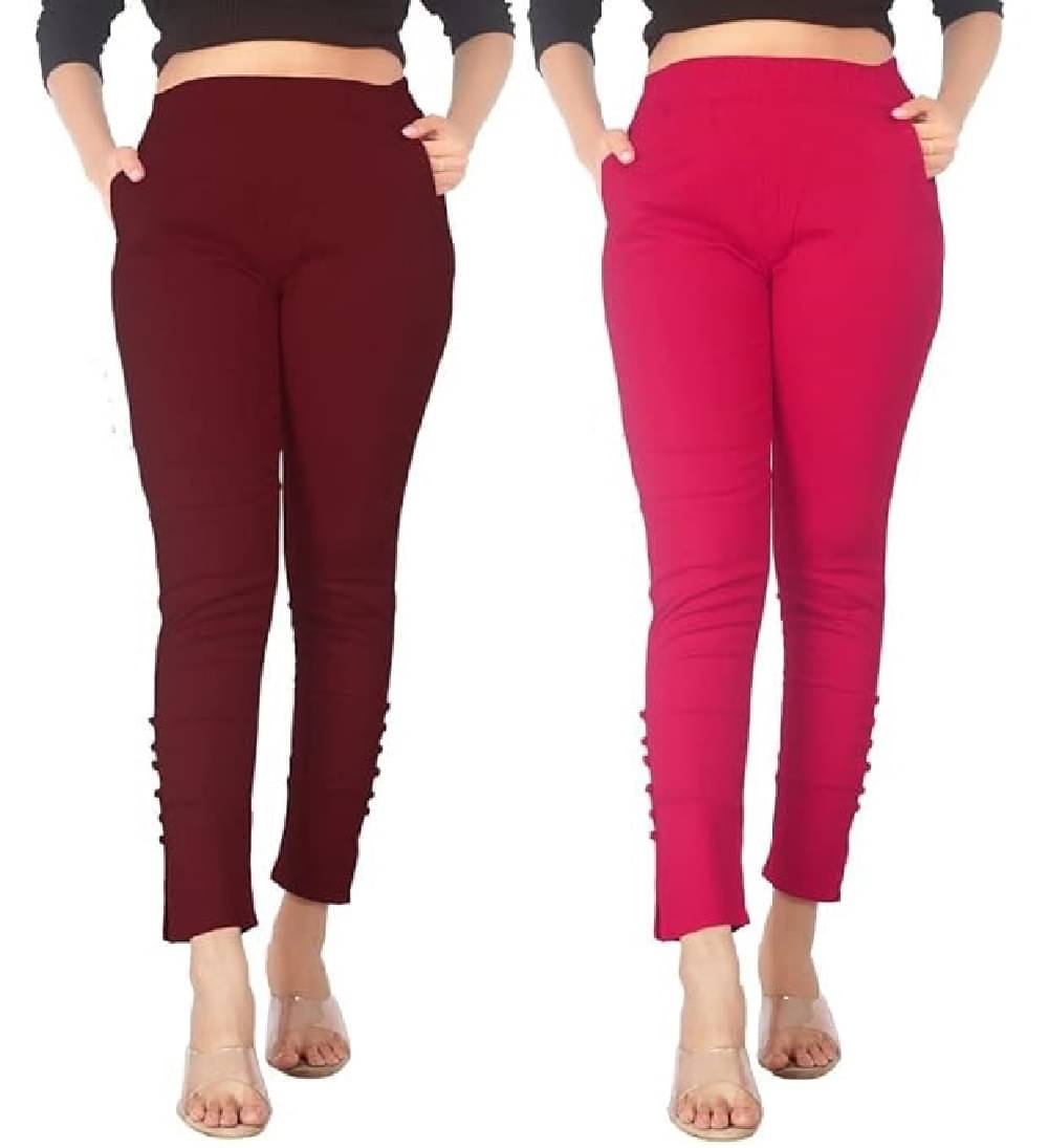     			FeelBlue Pack of 2 Cotton Blend Women Straight Pant ( Multicolor 3 )