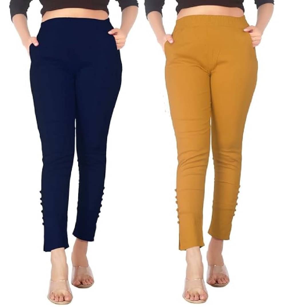     			FeelBlue Pack of 2 Cotton Blend Women Straight Pant ( Multicolor 7 )