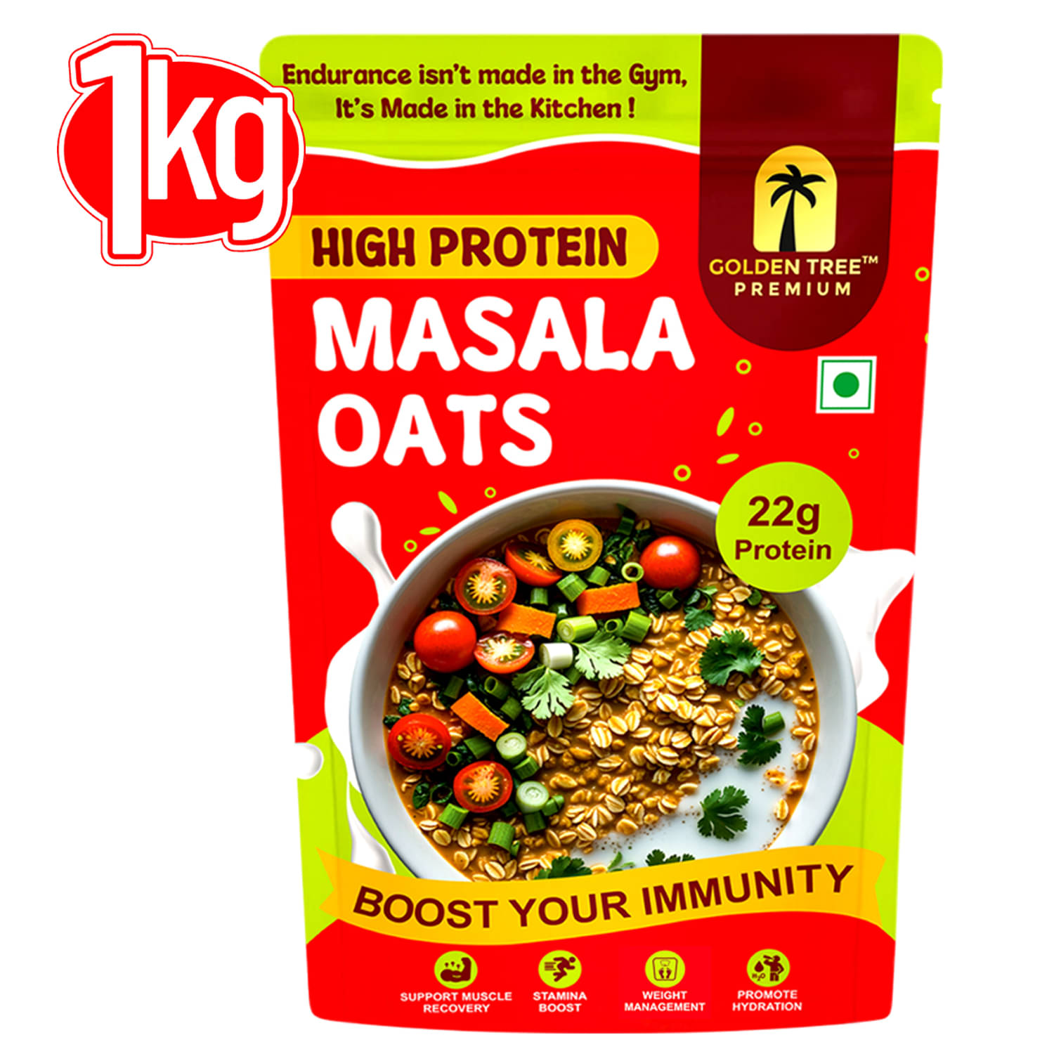     			Golden Tree Masala Oats Healthy Spicy Breakfast Rich in Fiber Protein and Energy for Daily Nutrition 1Kg