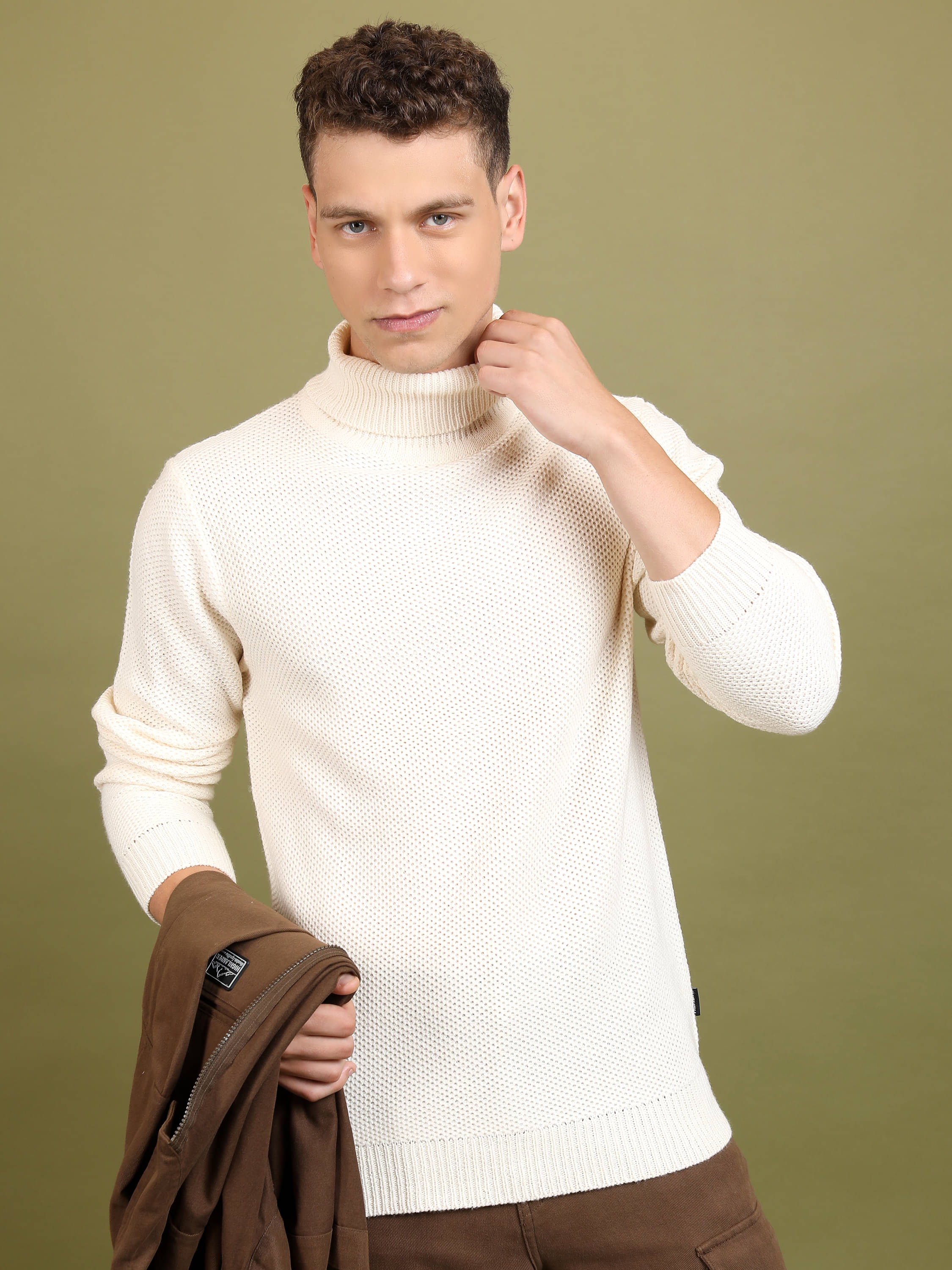     			Highlander Acrylic Round Neck Men's Full Sleeves Pullover Sweater - White ( Pack of 1 )