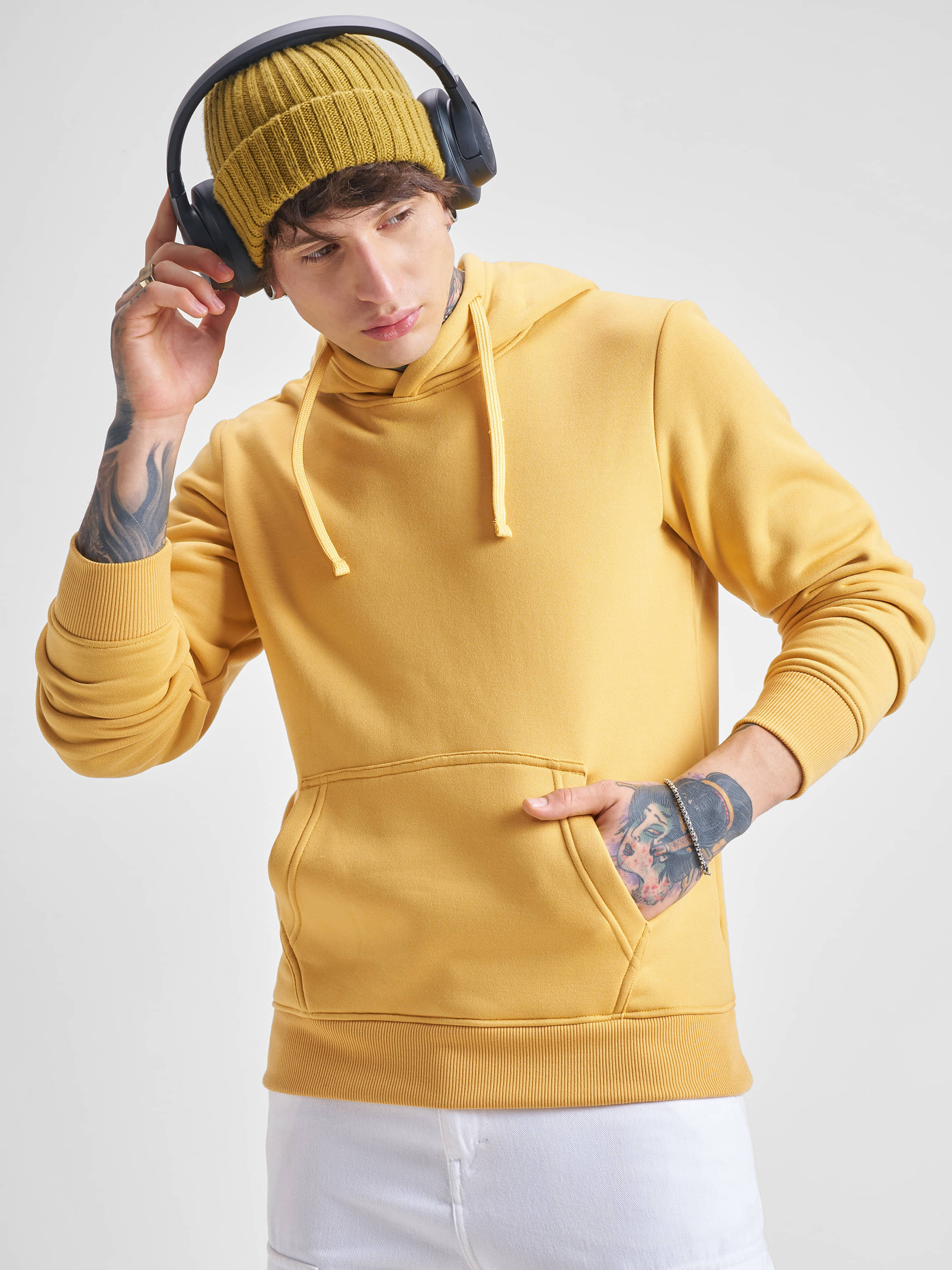     			Highlander Polyester Hooded Men's Sweatshirt - Yellow ( Pack of 1 )