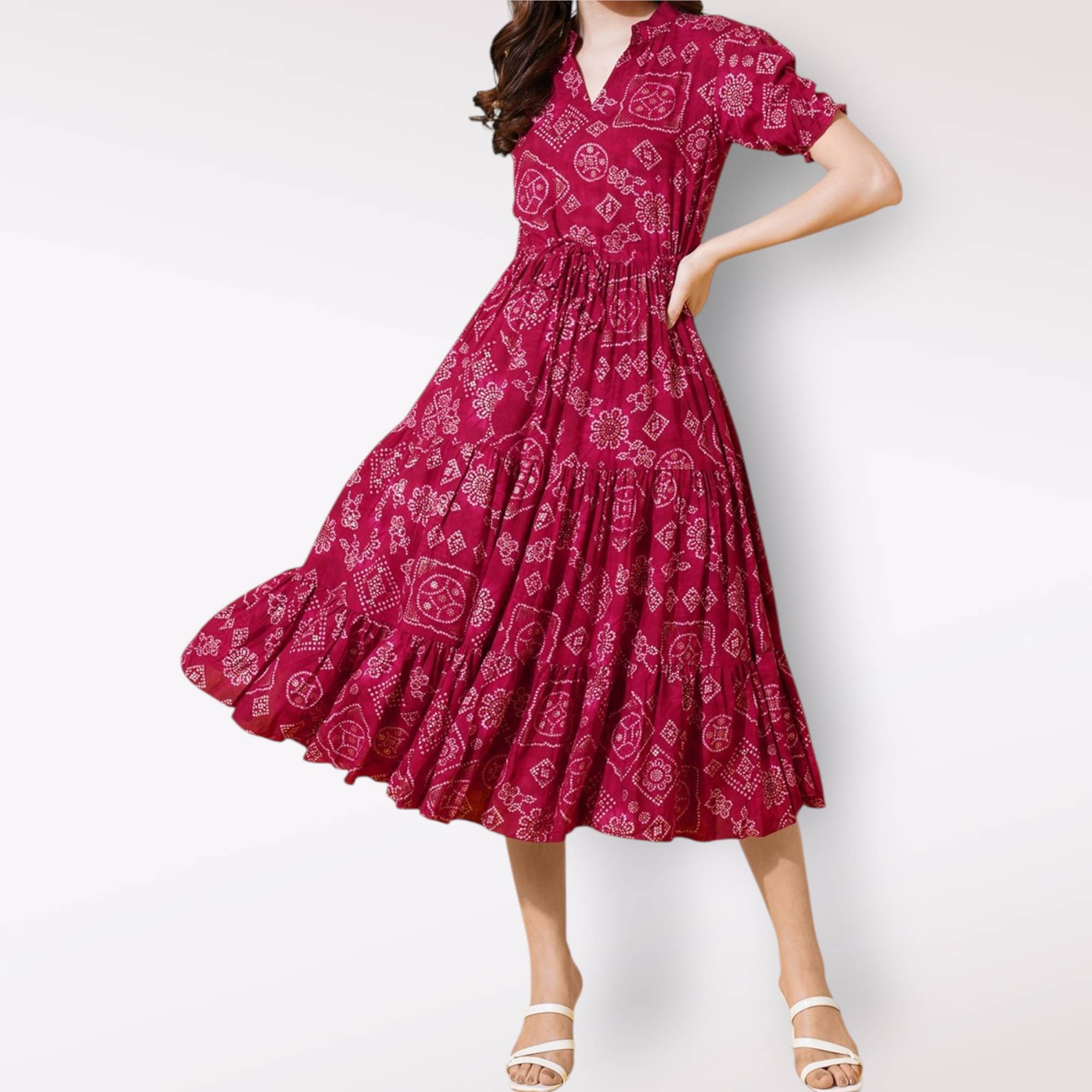 JASH CREATION Women Crepe Printed Fit & Flare Dress ( Pink )     			JASH CREATION Women Crepe Printed Fit & Flare Dress ( Pink )