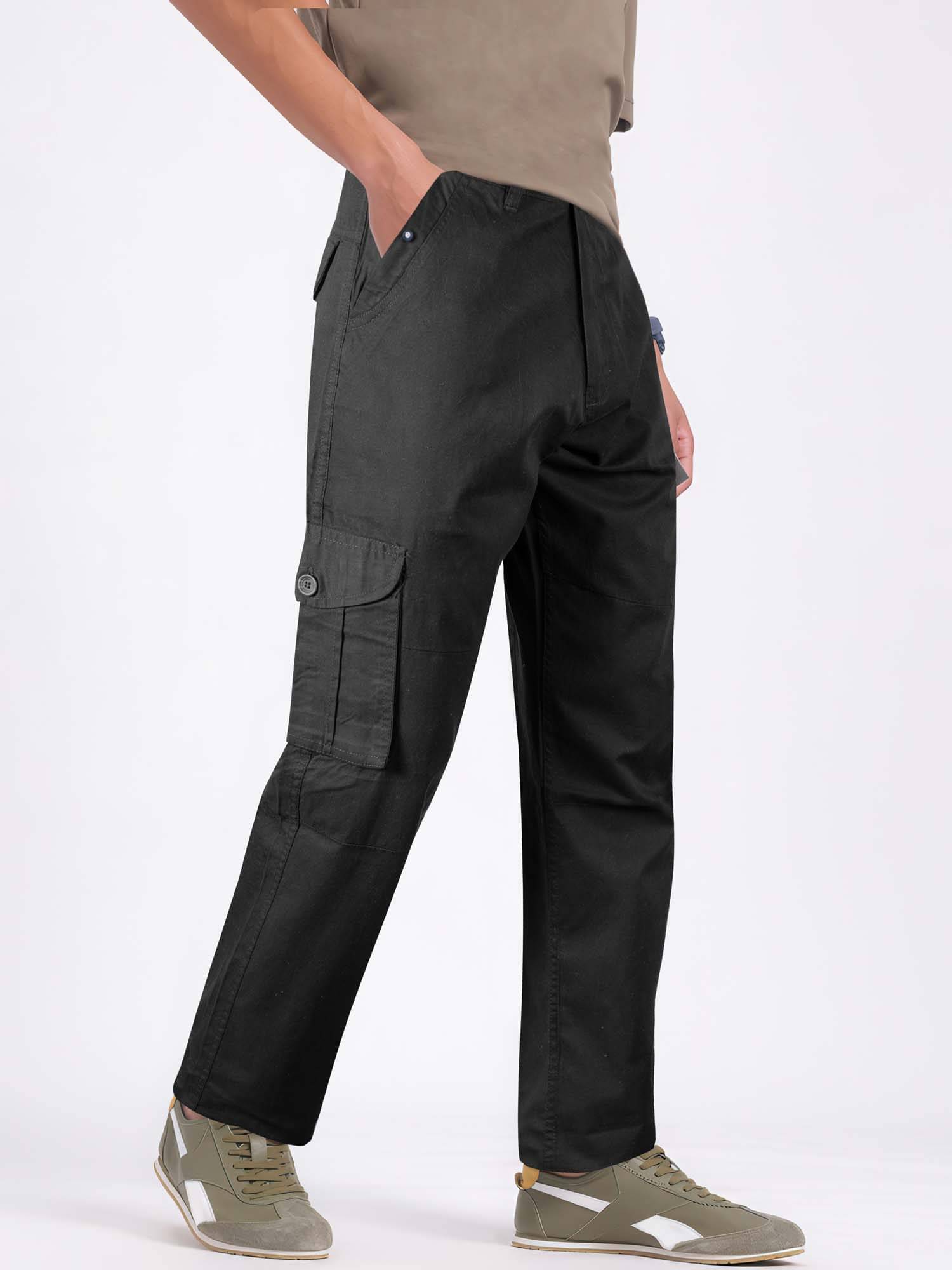     			JB JUST BLACK Relax Men's Cargos - Black ( Pack of 1 )