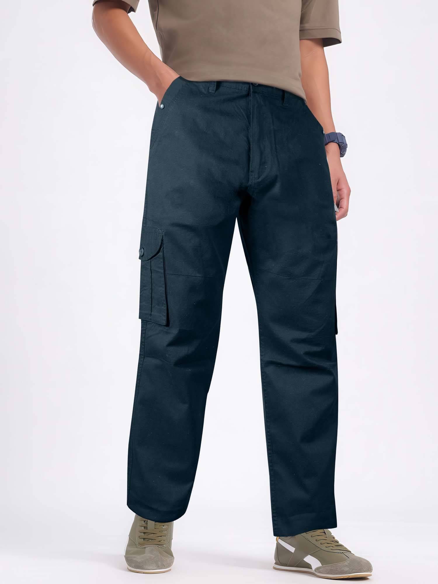     			JB JUST BLACK Relax Men's Cargos - Navy Blue ( Pack of 1 )