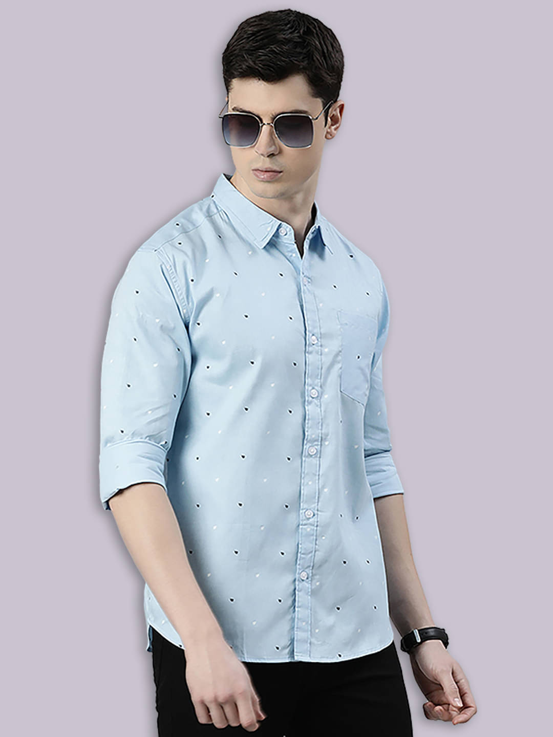 Joven 100% Cotton Regular Fit Printed Full Sleeves Men's Casual Shirt - Light Blue ( Pack of 1 ) Joven 100% Cotton Regular Fit Printed Full Sleeves Men's Casual Shirt - Light Blue ( Pack of 1 )