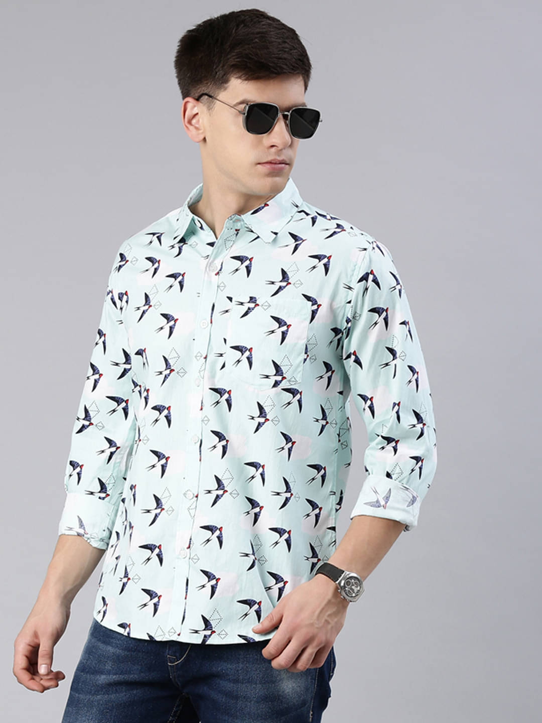 Joven 100% Cotton Regular Fit Printed Full Sleeves Men's Casual Shirt - Blue ( Pack of 1 ) Joven 100% Cotton Regular Fit Printed Full Sleeves Men's Casual Shirt - Blue ( Pack of 1 )