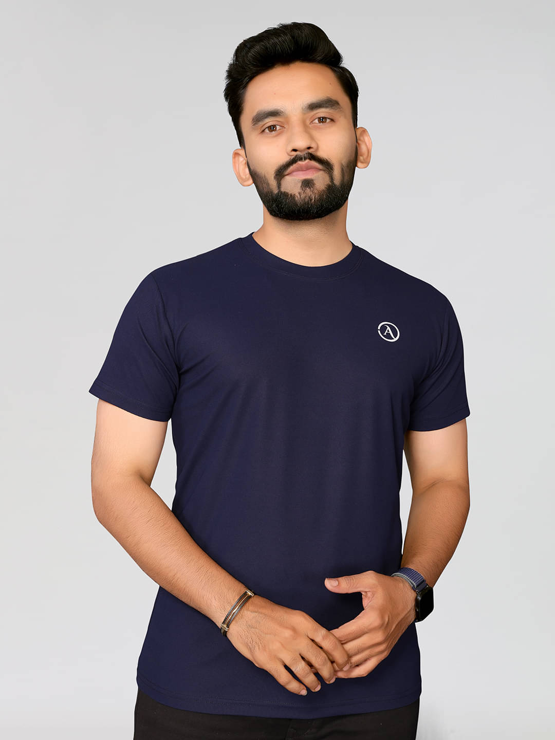 Kashvi Men Polyester Regular Fit Solid T-Shirt ( NAVY BLUE )     			Kashvi Men Polyester Regular Fit Solid T-Shirt ( NAVY BLUE )