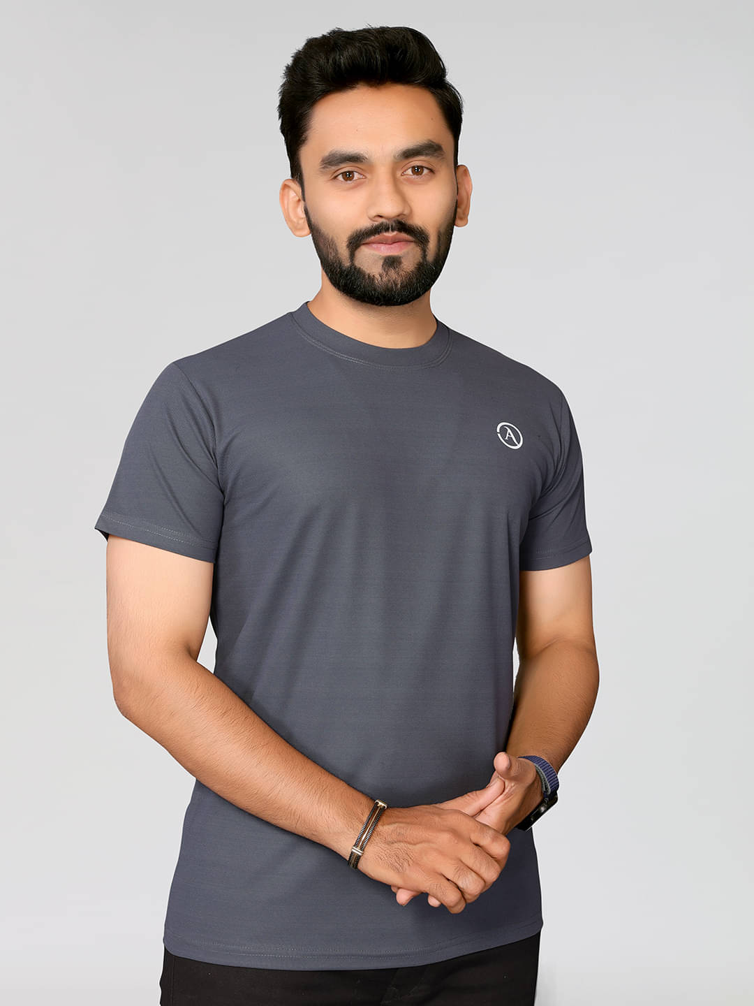 Kashvi Sarees Men Polyester Regular Fit Solid T-Shirt ( DARK GREY ) Kashvi Sarees Men Polyester Regular Fit Solid T-Shirt ( DARK GREY )