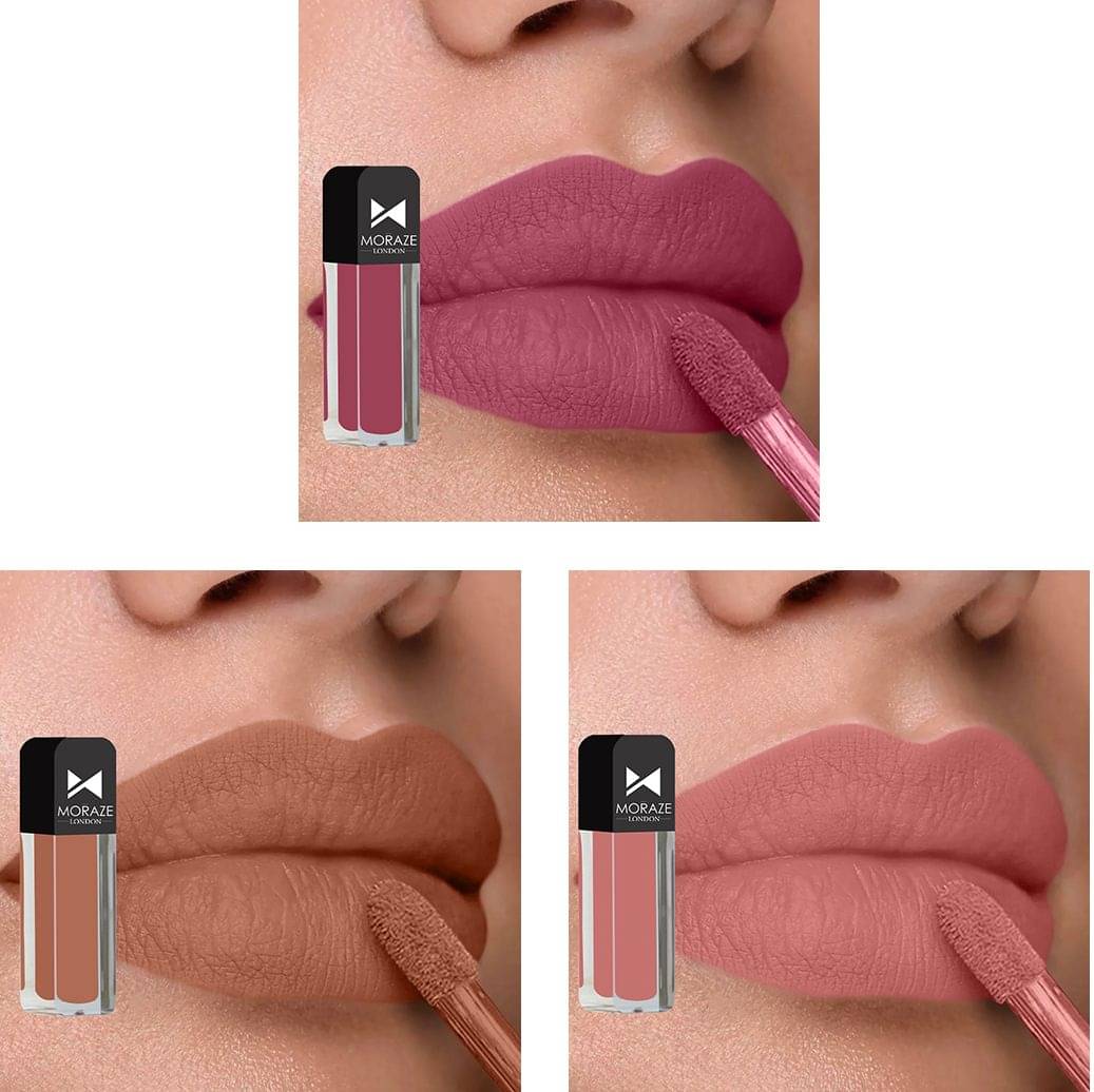     			Moraze Multi Matte Long Lasting Liquid Lipstick ( Pack of 3 )