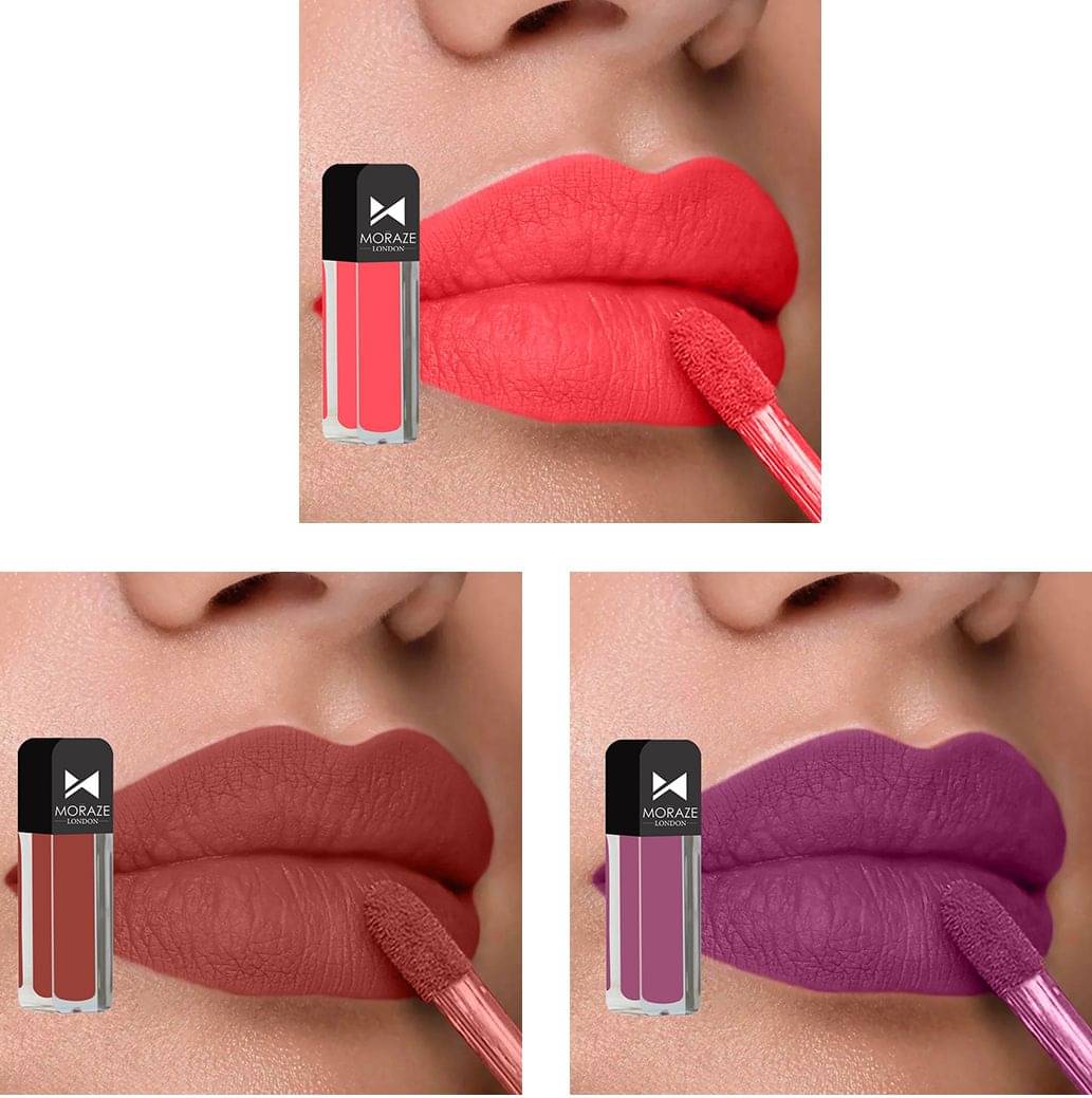     			Moraze Multi Matte Long Lasting Liquid Lipstick ( Pack of 3 )