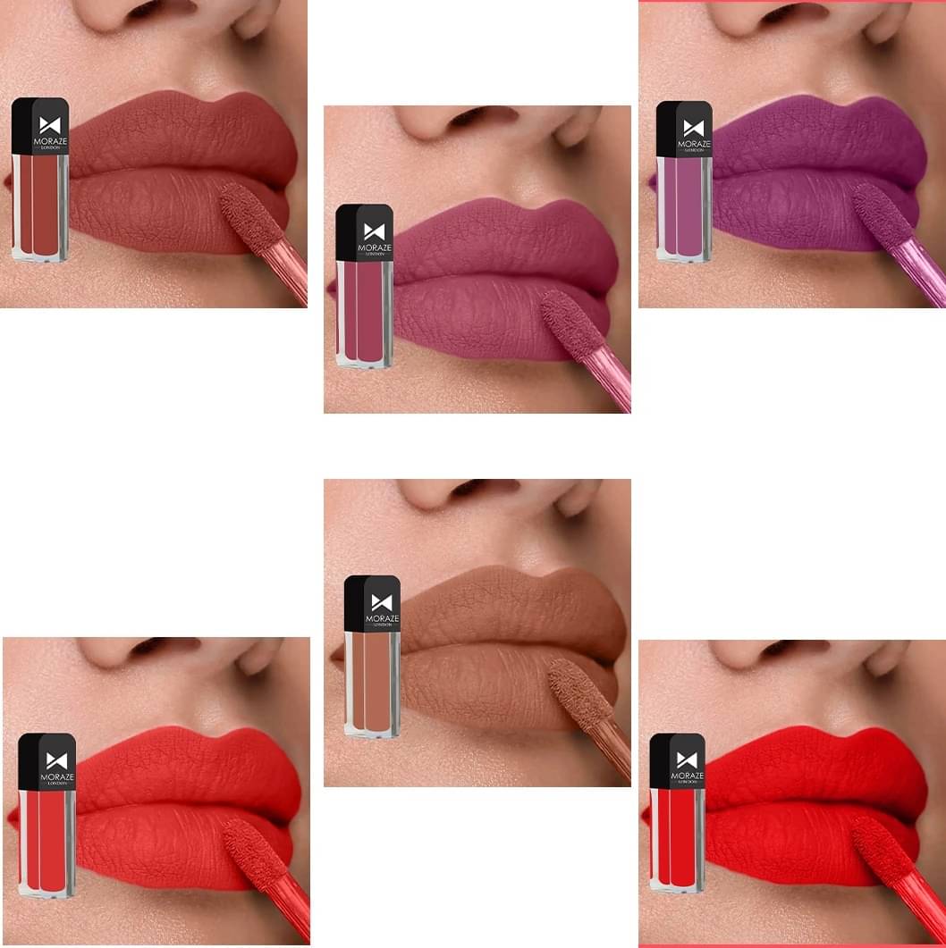     			Moraze Multi Matte Long Lasting Liquid Lipstick ( Pack of 6 )