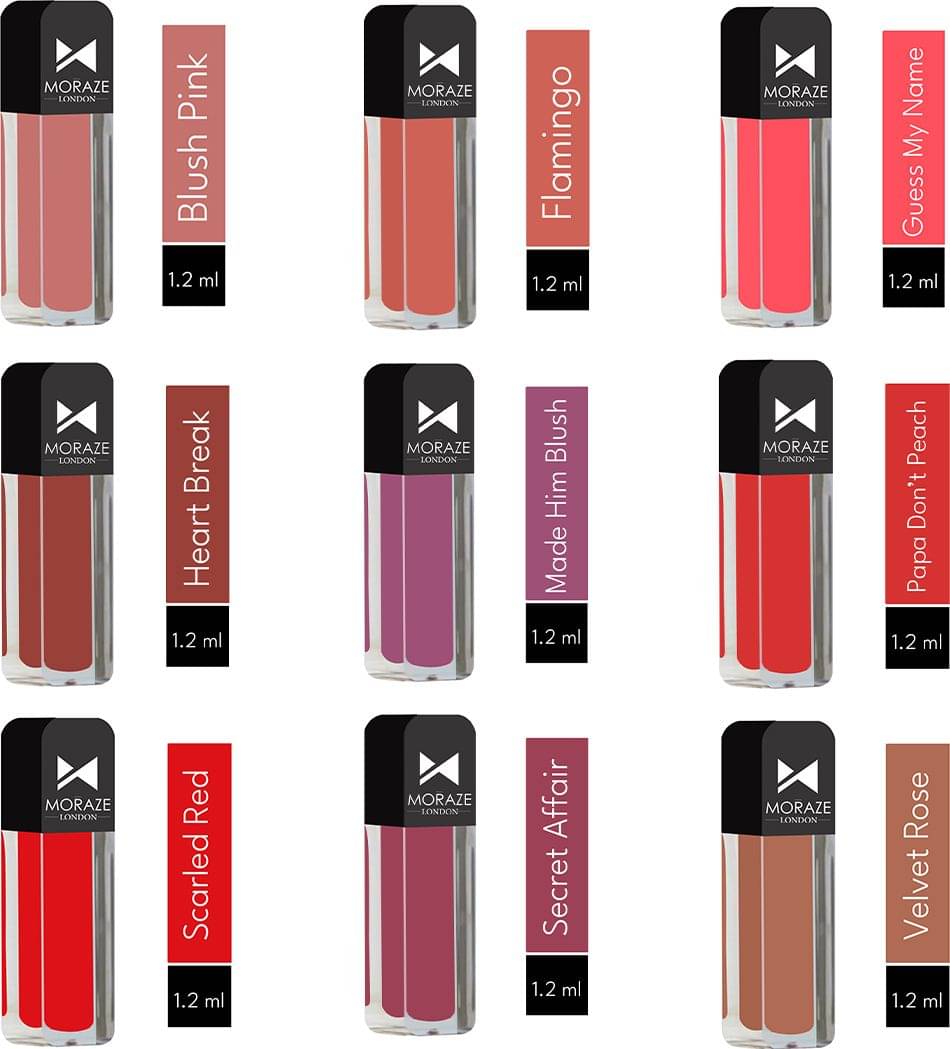     			Moraze Multi Matte Long Lasting Liquid Lipstick ( Pack of 9 )
