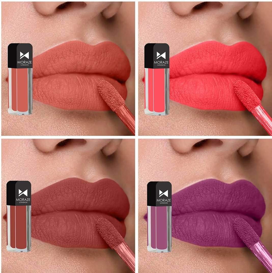     			Moraze Multi Matte Long Lasting Liquid Lipstick ( Pack of 4 )