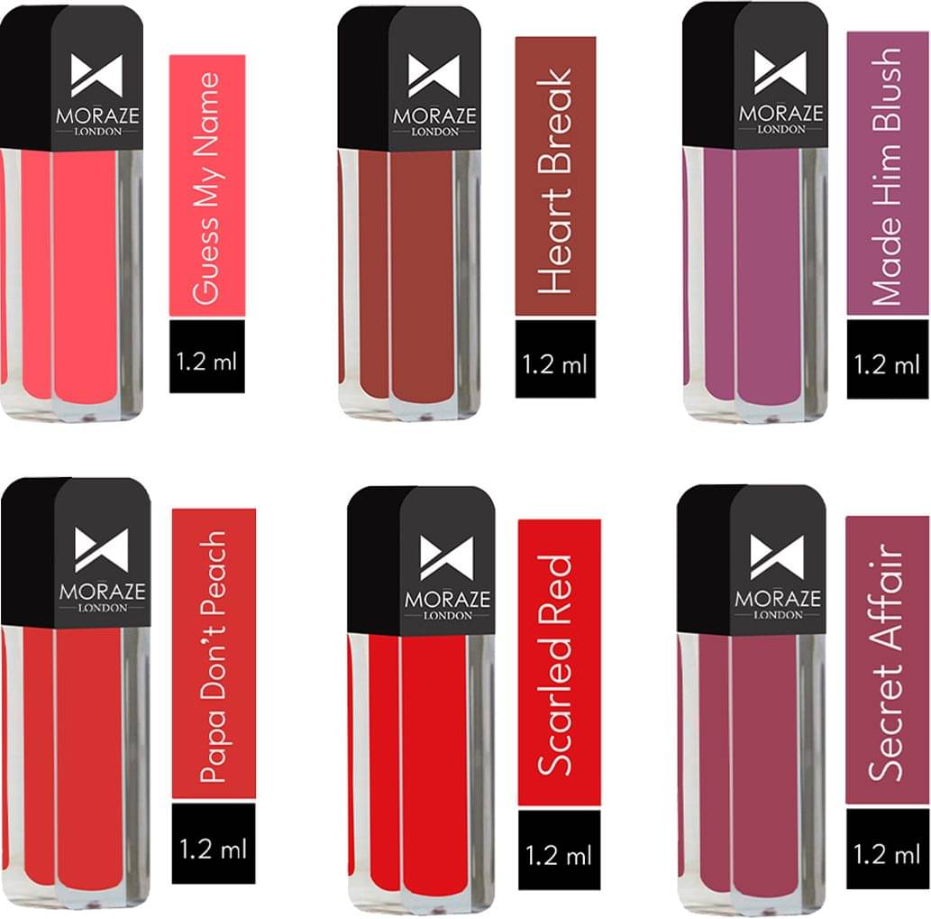     			Moraze Multi Matte Long Lasting Liquid Lipstick ( Pack of 6 )