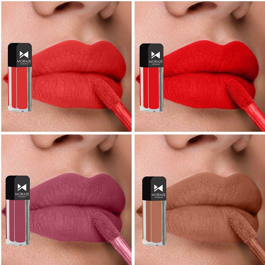     			Moraze Multi Matte Long Lasting Liquid Lipstick ( Pack of 4 )