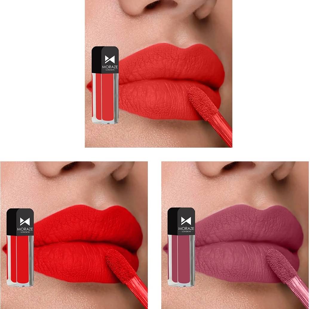     			Moraze Multi Matte Long Lasting Liquid Lipstick ( Pack of 3 )