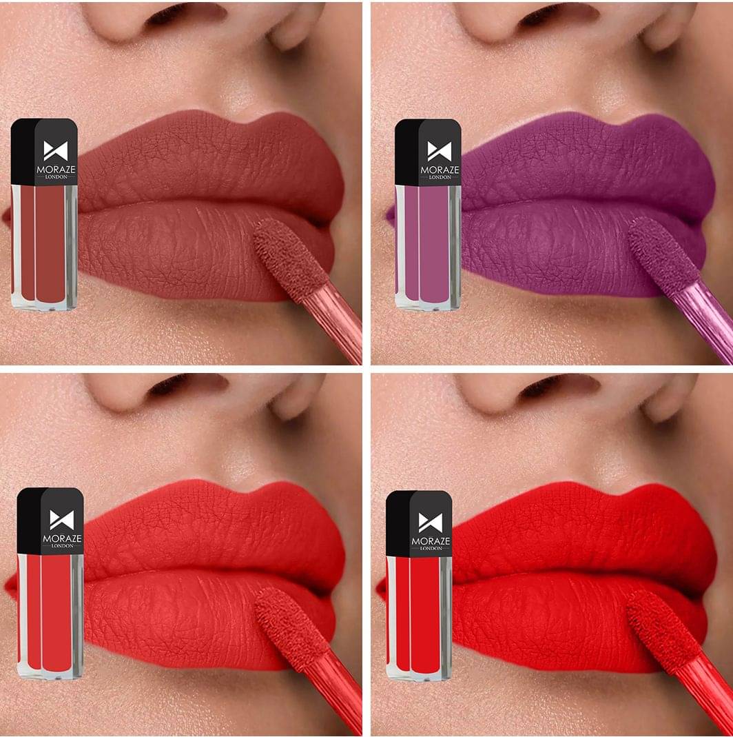     			Moraze Multi Matte Long Lasting Liquid Lipstick ( Pack of 4 )