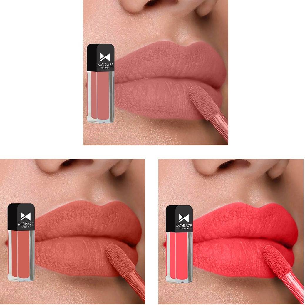     			Moraze Multi Matte Long Lasting Liquid Lipstick ( Pack of 3 )