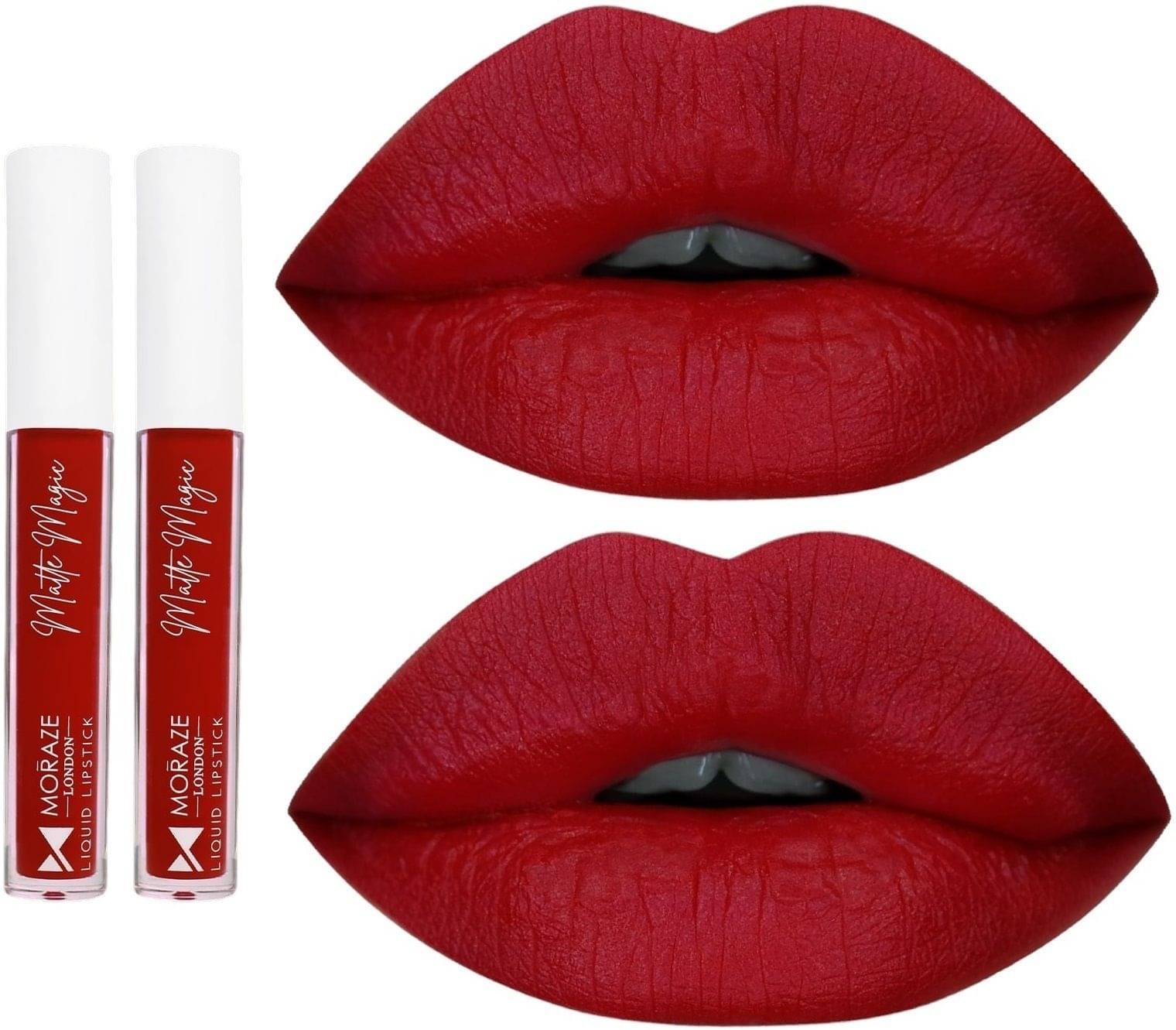     			Moraze Red Matte Long Lasting Liquid Lipstick ( Pack of 2 )
