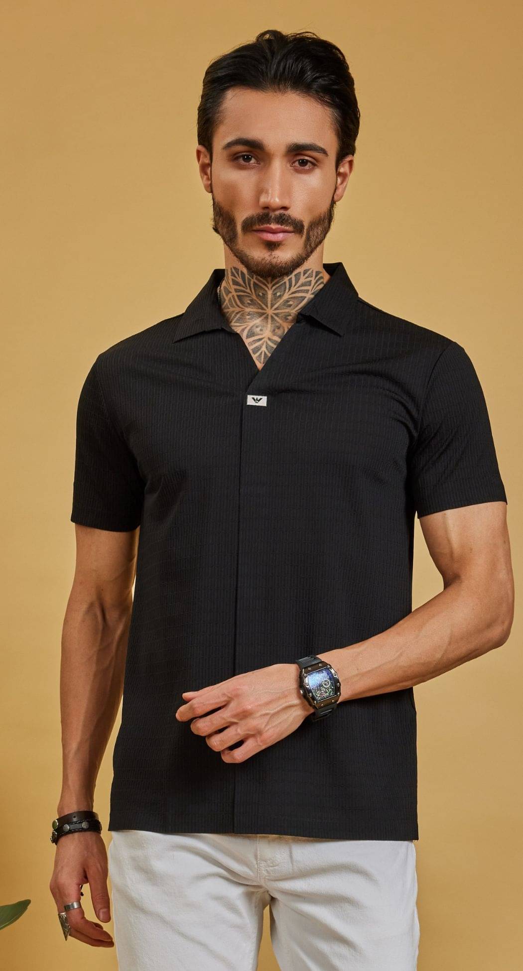 OTFIT FEB PRIVATE LIMITED Men Nylon Regular Fit Solid Polo T Shirt ( Black ) OTFIT FEB PRIVATE LIMITED Men Nylon Regular Fit Solid Polo T Shirt ( Black )