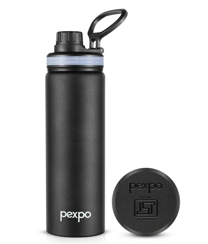     			Pexpo Aqua Sip Black Stainless Steel Fridge Water Bottle 800 mL ( Set of 1 )