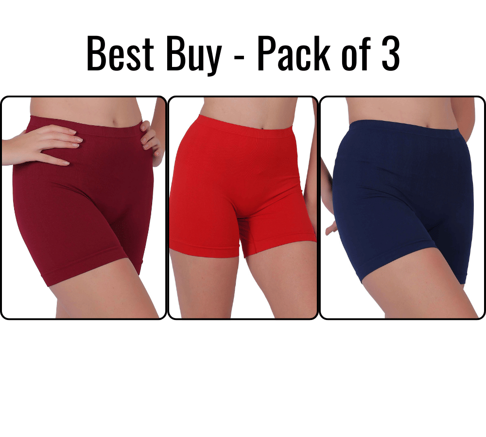     			Pia Trends Women Cotton Blend Tummy & Thigh Shaper ( Maroon,Red,Navy Blue )