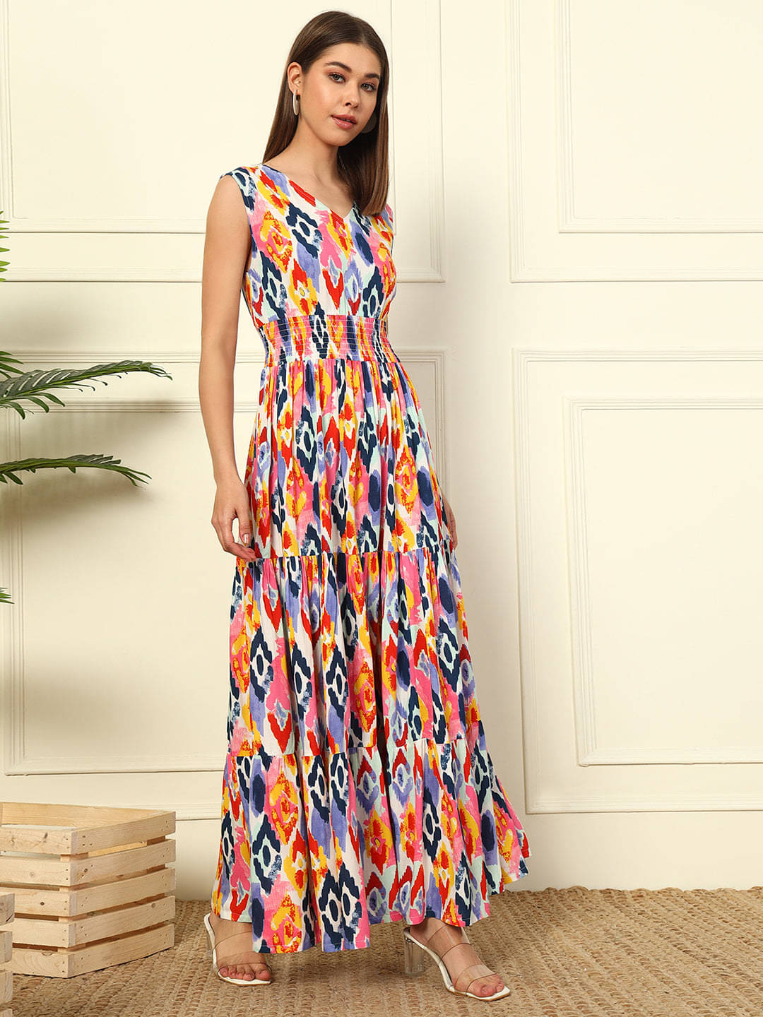     			RAIYANI FASHION Women Crepe Printed Fit & Flare Dress ( Multi Color )