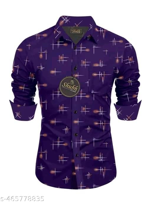     			Sangani Poly Cotton Regular Fit Printed Full Sleeves Men's Casual Shirt - Purple ( Pack of 1 )