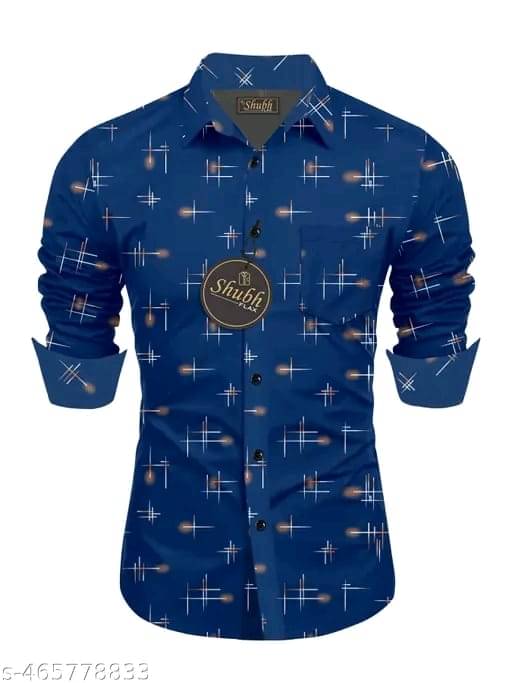     			Sangani Poly Cotton Regular Fit Printed Full Sleeves Men's Casual Shirt - Blue ( Pack of 1 )