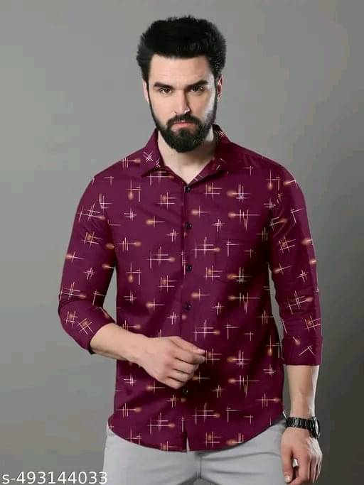     			Sangani Poly Cotton Regular Fit Printed Full Sleeves Men's Casual Shirt - Maroon ( Pack of 1 )