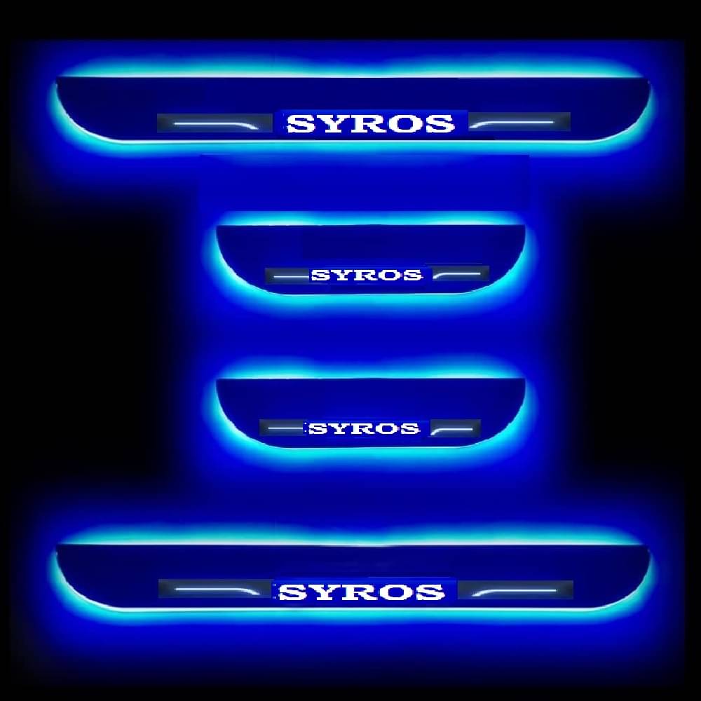     			SureStrive Balck Beauty Car Footstep With Led Door Scuff Plate Led Type Blue Light for Kia Syros All Model Set of-4