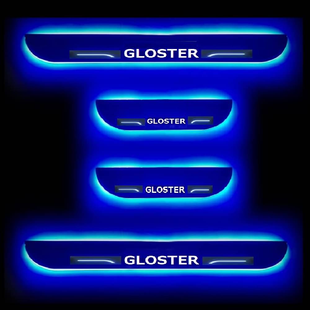     			SureStrive Balck Beauty Car Footstep With Led Door Scuff Plate Led Type Blue Light for Mg Gloster All Model Set of-4