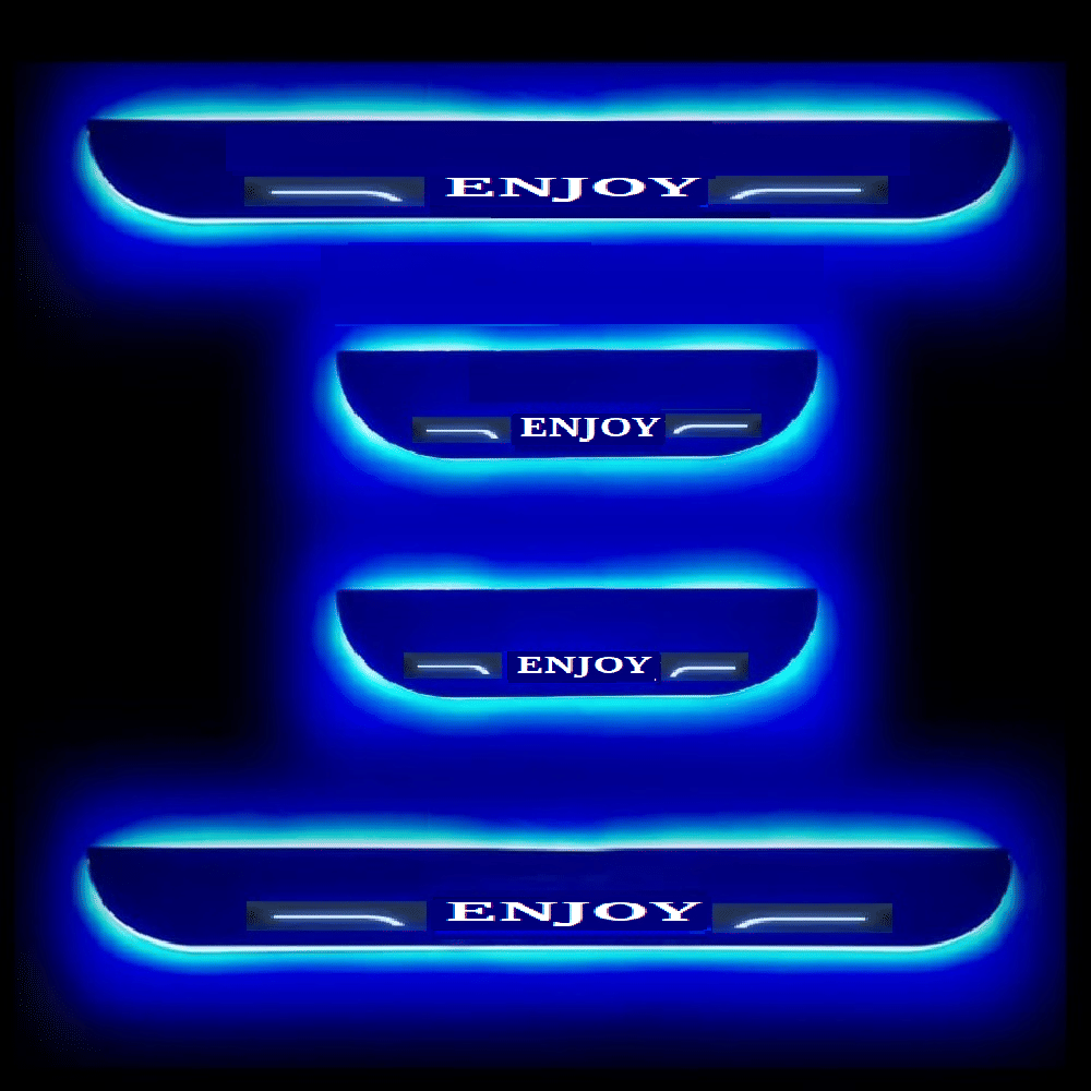     			SureStrive Balck Beauty Car Footstep With Led Door Scuff Plate Led Type Blue Light for Chevrolet Enjoy All Model Set of-4