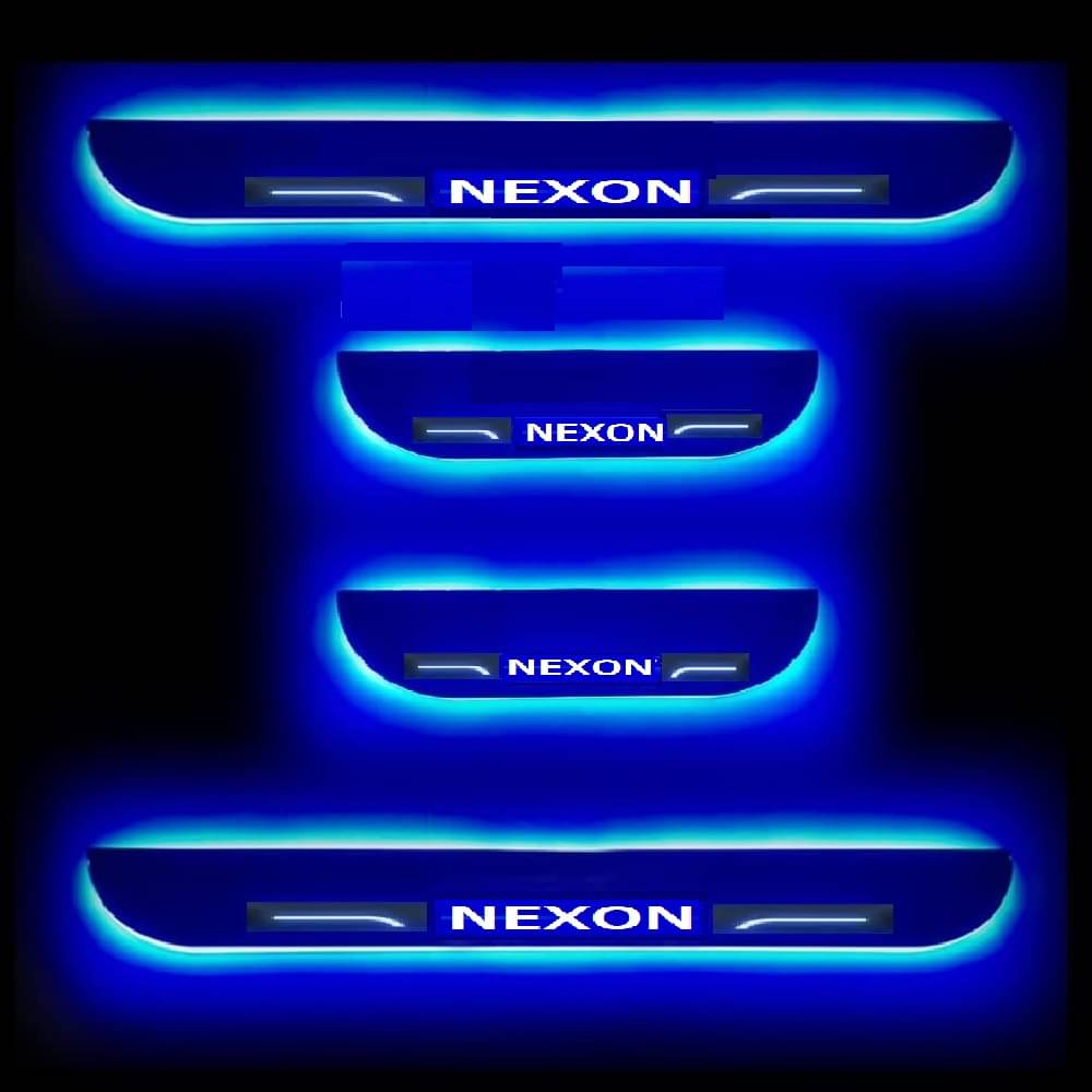 SureStrive Balck Beauty Car Footstep With Led Door Scuff Plate Led Type Blue Light for Tata Nexon All Model Set of-4 SureStrive Balck Beauty Car Footstep With Led Door Scuff Plate Led Type Blue Light for Tata Nexon All Model Set of-4