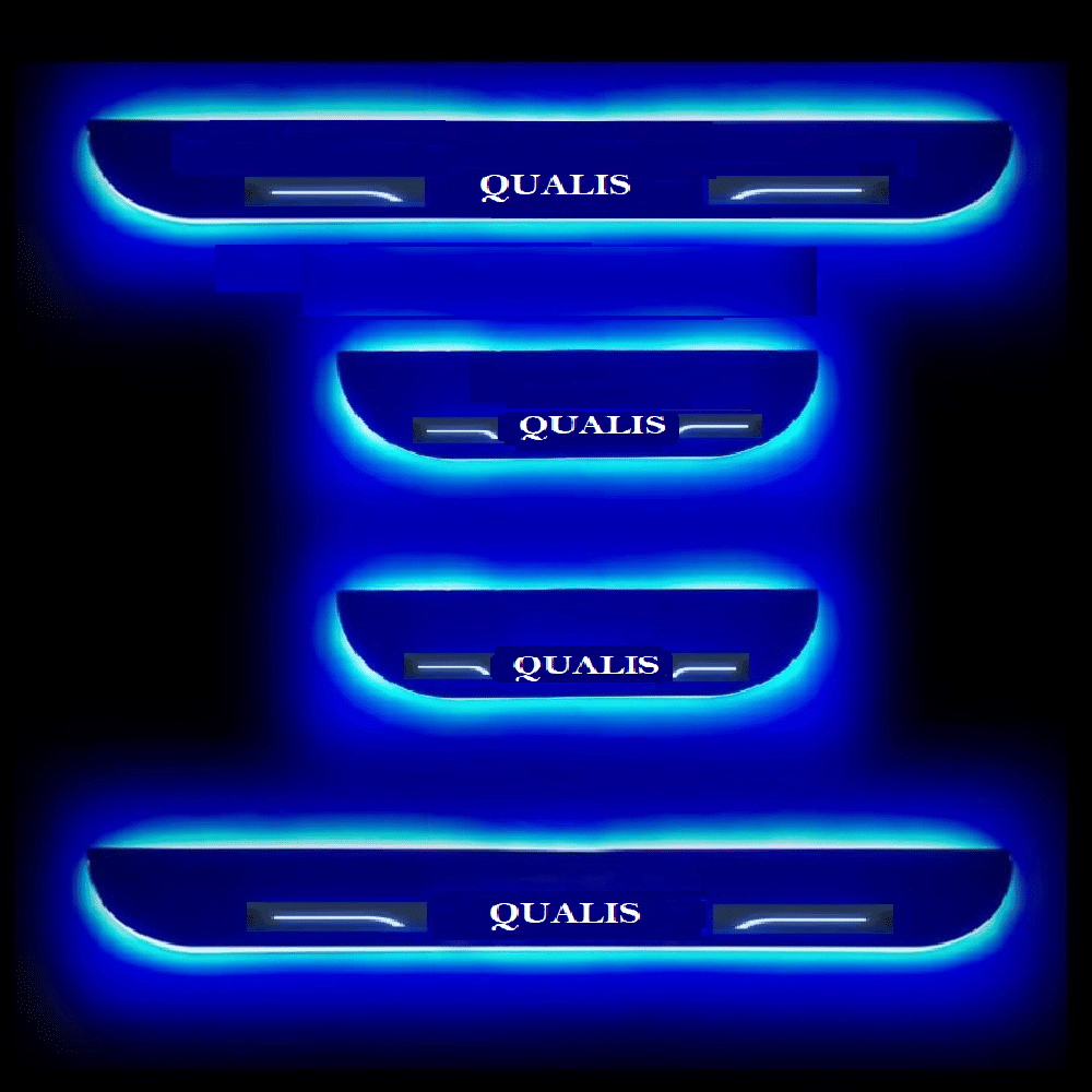     			SureStrive Balck Beauty Car Footstep With Led Door Scuff Plate Led Type Blue Light for Toyota Qualis All Model Set of-4