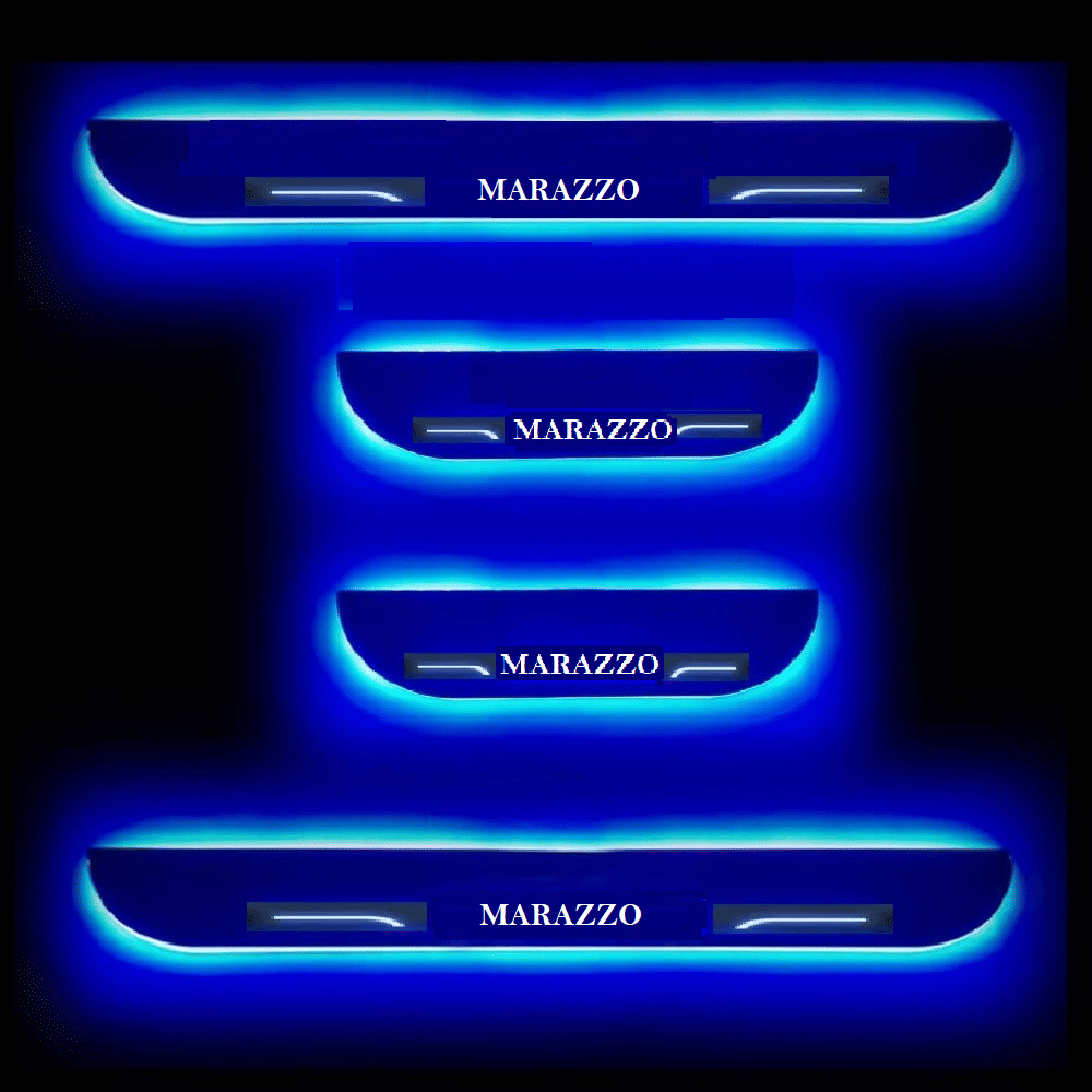     			SureStrive Balck Beauty Car Footstep With Led Door Scuff Plate Led Type Blue Light for Mahindra Marazzo All Model Set of-4