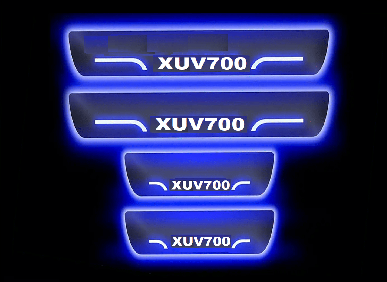     			SureStrive Balck Beauty Car Footstep With Led Door Scuff Plate Led Type Blue Light for Mahindra Xuv700 All Model Set of-4