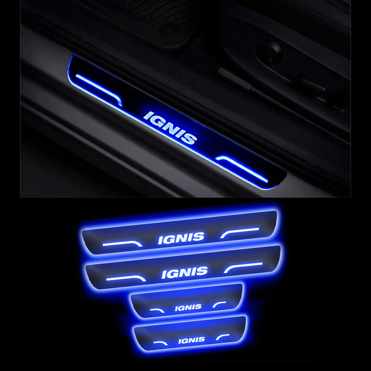 SureStrive Balck Beauty Car Footstep With Led Door Scuff Plate Led Type Blue Light for Maruti Suzuki Ignis All Model Set of-4     			SureStrive Balck Beauty Car Footstep With Led Door Scuff Plate Led Type Blue Light for Maruti Suzuki Ignis All Model Set of-4