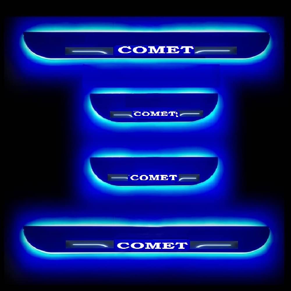     			SureStrive Balck Beauty Car Footstep With Led Door Scuff Plate Led Type Blue Light for Mg Comet All Model Set of-4