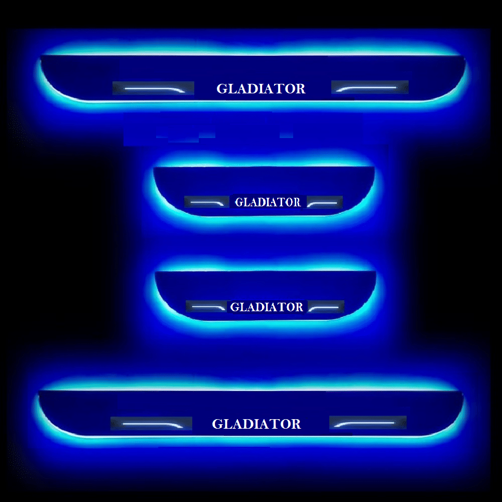 SureStrive Balck Beauty Car Footstep With Led Door Scuff Plate Led Type Blue Light for Jeep Gladiator All Model Set of-4     			SureStrive Balck Beauty Car Footstep With Led Door Scuff Plate Led Type Blue Light for Jeep Gladiator All Model Set of-4