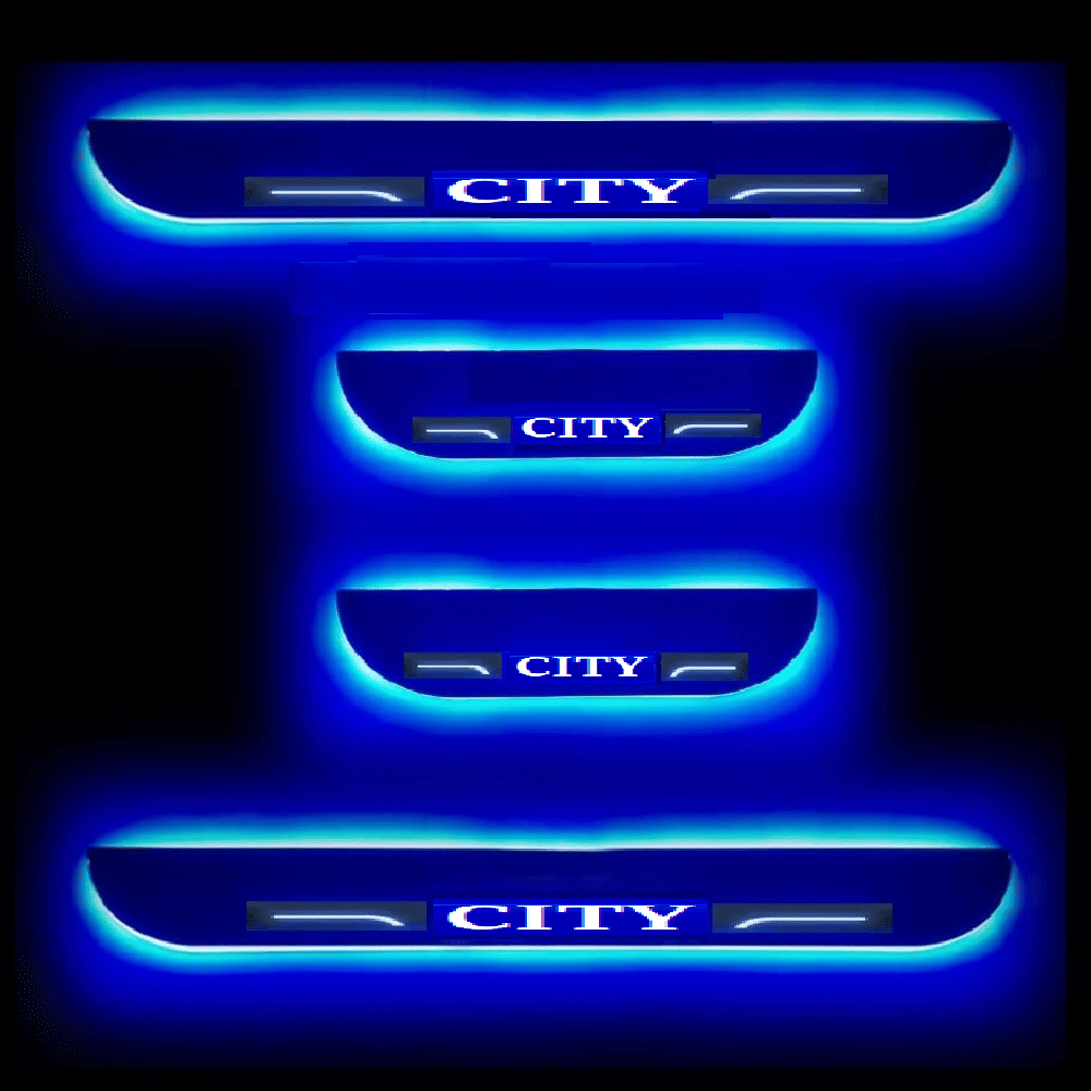 SureStrive Balck Beauty Car Footstep With Led Door Scuff Plate Led Type Blue Light for Honda City All Model Set of-4     			SureStrive Balck Beauty Car Footstep With Led Door Scuff Plate Led Type Blue Light for Honda City All Model Set of-4