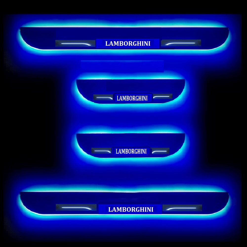 SureStrive Balck Beauty Car Footstep With Led Door Sill Scuff Plate Leg Plate Led Type Blue Color Light for LAMBORGINI LOGO All Model Set of-4 SureStrive Balck Beauty Car Footstep With Led Door Sill Scuff Plate Leg Plate Led Type Blue Color Light for LAMBORGINI LOGO All Model Set of-4