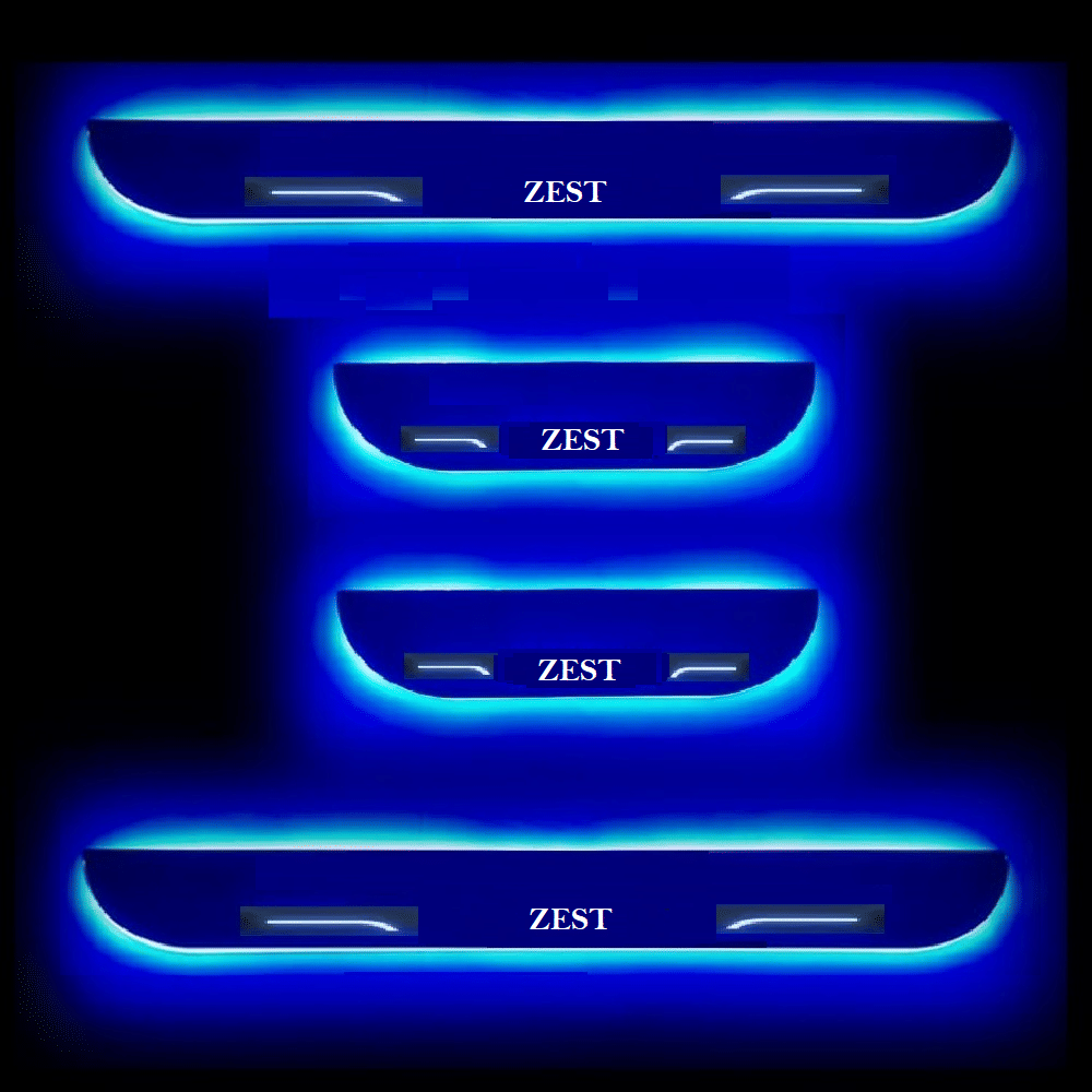 SureStrive Balck Beauty Car Footstep With Led Door Scuff Plate Led Type Blue Light for Tata Zest All Model Set of-4 SureStrive Balck Beauty Car Footstep With Led Door Scuff Plate Led Type Blue Light for Tata Zest All Model Set of-4