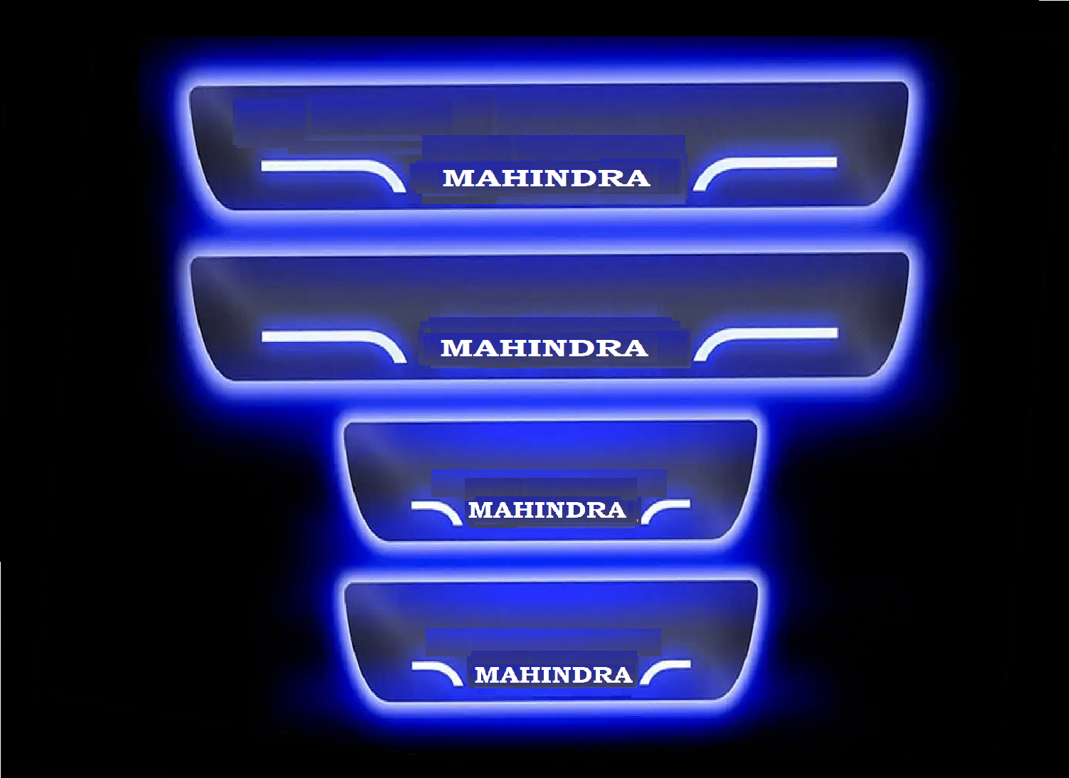 SureStrive Balck Beauty Car Footstep With Led Door Sill Scuff Plate Leg Plate Led Type Blue Color Light for MAHINDRA LOGO All Model Set of-4     			SureStrive Balck Beauty Car Footstep With Led Door Sill Scuff Plate Leg Plate Led Type Blue Color Light for MAHINDRA LOGO All Model Set of-4