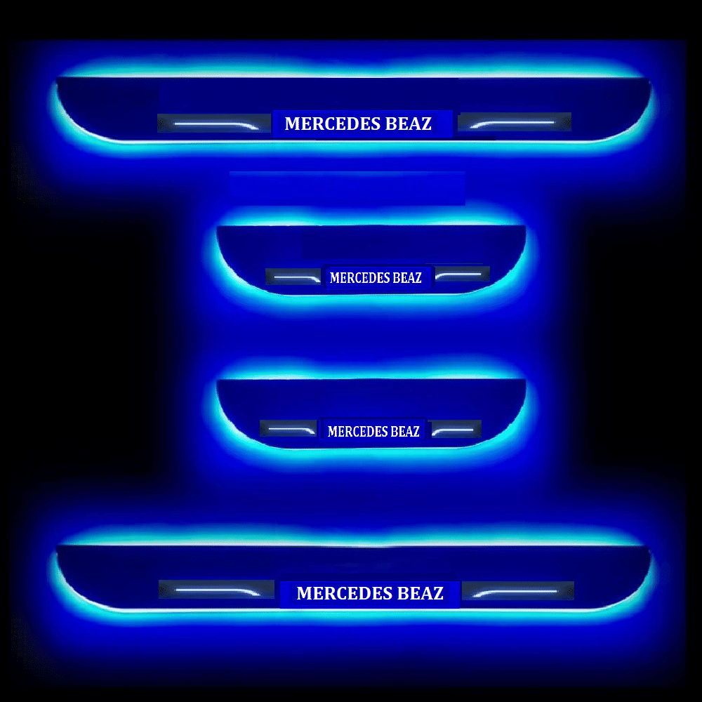 SureStrive Balck Beauty Car Footstep With Led Door Sill Scuff Plate Leg Plate Led Type Blue Color Light for MERCEDES BENZ LOGO All Model Set of-4 SureStrive Balck Beauty Car Footstep With Led Door Sill Scuff Plate Leg Plate Led Type Blue Color Light for MERCEDES BENZ LOGO All Model Set of-4