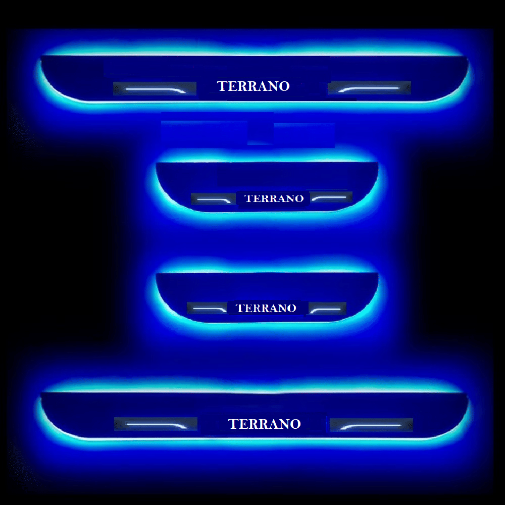     			SureStrive Balck Beauty Car Footstep With Led Door Scuff Plate Led Type Blue Light for Nissan Terrano All Model Set of-4
