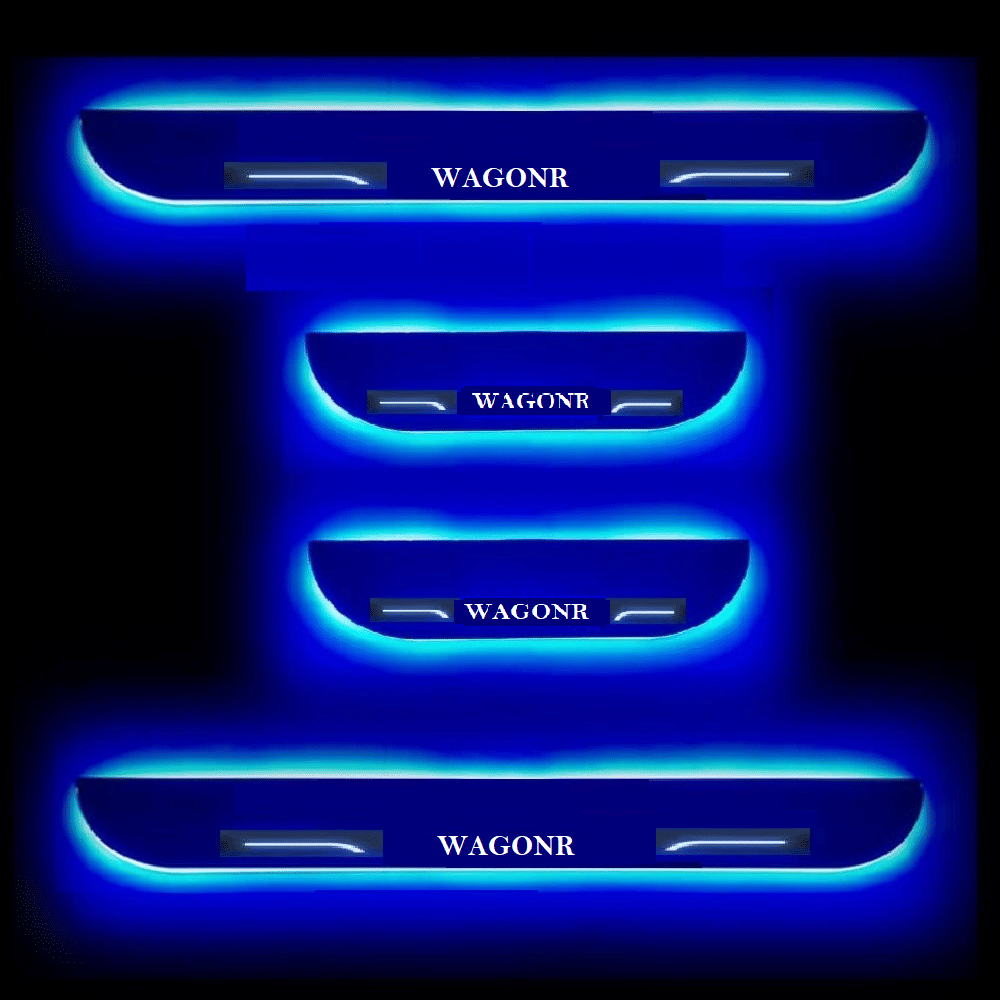     			SureStrive Balck Beauty Car Footstep With Led Door Scuff Plate Led Type Blue Light for Maruti Suzuki Wagonr All Model Set of-4