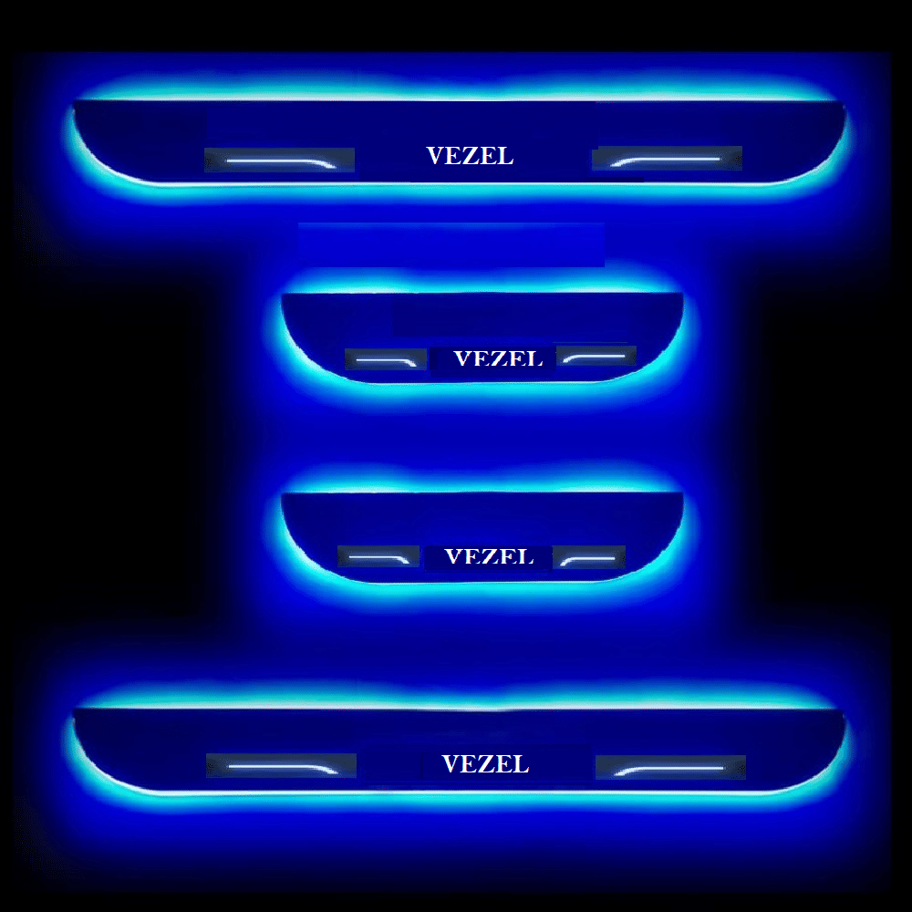     			SureStrive Balck Beauty Car Footstep With Led Door Scuff Plate Led Type Blue Light for Honda Vezel All Model Set of-4